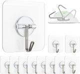 Misamo Enterprise Hooks For Wall Without Drilling Waterproof Hooks For Bathroom Shower Kitchen Keys Door Outdoor Home Improvement Utility Hook (Pack Of 10, Round Hook)