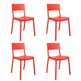 Cello Eskimo Cafeteria Set Of 4 Chairs (Red)