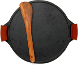 Rock Tawa Rocktawa Dosatawa 12 In Preseason Castiron With Free Wooden Spatula,Silicon Grip Tawa 30.5 Cm Diameter(Cast Iron, Induction Bottom)