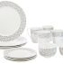 Amazon Brand – Solimo Ceramic Geometric Dinner Set( White ,18 Pieces )