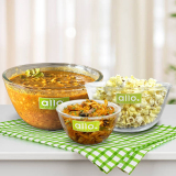 Allo Glass Mixing Bowl Oven & Microwave Safe Bowls, Dishwasher & Freezer Safe, 500Ml, 1000Ml & 1600Ml(Pack Of 3, Clear)