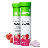 OZiva Bioactive Glutathione Tablets for Radiant Skin – 20 Effervescent Tablets (Pack of 2) | L-Glutathione, Lycopene, Vitamin C for Skin Glow & Anti-Pigmentation | Strawberry Swirl