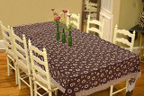 Casa-Nest Pvc Waterproof Table Cover Brown Flower Design Upto 2-4 Seater Centre Table Cover Size 40X60 Inches Printed001