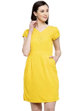 Karmic Vision Women’S Crepe Wrap Mini Dress (Sku001008_Xs_Yellow_X-Small)