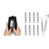 Lapster Microfiber Pu Leather Sleeve Bag Pouch & Lapster 12Pcs Spiral Cable Protectors For Charger, Wires, Data Charger Cable Protector For Computers, Cell Phones Etc.(Grey)