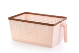 Nayasa Frill No. 1 Plastic Rectangular Fruit Basket (Peach And Brown, Small)