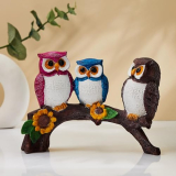 Amazon Basics Beautiful Resin Owl Family Decorative Statue For Home Decor (Multicolor)