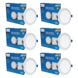 Philips 15W Round Led Ceiling Light | Ap Plus Ultraglow Recessed Led Ceiling Light For False Ceiling | Cut Out : 5.5 Inch, Colour : Warm White, Pack Of 6