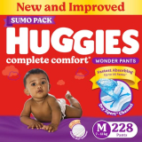 Huggies Complete Comfort Wonder Pants Medium (M) Size (7-12 Kgs) Baby Diaper Pants, 228 Count| India’S Fastest Absorbing Diaper With Upto 4X Faster Absorption | Unique Dry Xpert Channel