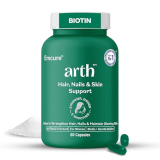 Arth Hair, Nails & Skin Support | Biotin Capsules For Hair Growth With Keratin Builder & Essential Vitamins| Hair Regrowth Supplement |Biotin Supplement | Emcure Pharmaceuticals Ltd. | 60 Veg Capsules