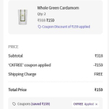 Whole Green Cardamom 80 g at ₹159Add 2 Quantity ( 40g x 2 ) Apply Code : CKFREE