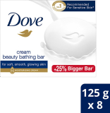 Dove Cream Beauty Bathing Bar Soap, With Moisturising Cream (8 X 125 G)(8 X 125 G)