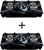 Sigri-Wala 2 Pc Set Tornado Delux Design Glass Manual Gas Stove(2 Burners)