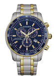 Citizen Men’S Eco-Drive Sport Luxury Chronograph Watch In Two-Tone Stainless Steel, Blue Dial (Model: Bl5517-55L), Two-Tone, Sport Luxury Chronograph Sport