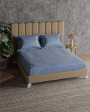 Himeya 100% Cotton 144 Tc Bedsheet | Double Size Bedsheet -Denim Corner (Stonewash Denim)