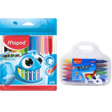 Maped Colouring Kit – 2Pcs Set Washable Felt Tip Pen X12 Shades Oil Pastels 12 Shades | Oil Pastel With Plastic Case| Bright Shade Sketch Pens| Birthday Gift|Rakhi Gift| Return Gift
