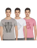 Lawman Pg3 Men’S Slim T-Shirt (Pack Of 3) (Law Tee Ct-3-1A_Pink Wht Grey Small)