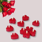 Puremazing By Imvelo Heart Tealight Candles | Red Rose Candles, Set Of 10 | Soy Wax Tea Light | 3.5 Hours Burn Time | Non Toxic & Chemical Free |Candles For Valentines & Home Decoration