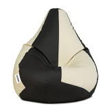 Amazon Brand – Solimo Premium Faux Leather Bean Bag, Filled With Beans | Capacity: Upto 6 Ft 3 In Height, 120 Kg Weight | 3Xl | Brown And Cream