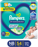 Pampers All Round Protection Diaper Pants, Anti Rash Blanket, Lotion With Aloe – New Born(54 Pieces)
