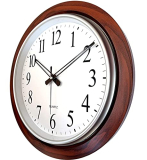 Clockart Analog Quartz Elegant Round Shape Modern Style Big Size Plastic Decorative Wall Clock For Home/Bedroom/Office/Classroom/School/Living Room Decor (42W X 42H) (Brown, 18 Inch)