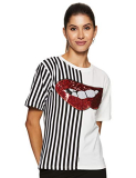 Molly & Sue Women’S Striped Regular Fit T-Shirt (Swtee00190423251108_Multicolor M)