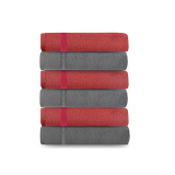 @Home By Nilkamal Aquacado (Onion And Charcoal Grey, Set Of 6 Face Towel) Soft Absorbent Quick Dry Towel For Facewash Gym Travel Spa Beauty Salon Hospital Hotel Travelling Parlour