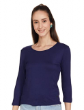 Parx Women’S Plain Slim Fit Top (Xwak00119-B7_Dark Blue 00S)