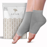 Azah Moisturising Gel Socks For Women & Men | Silicone Cushions For Support & Heel Repair | For Smooth, Soft, Crack-Free Heels | Spa-Like Massage & Pain Relief | Grey