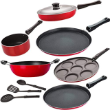 Nirlon Non-Stick Bpa Free Aluminium Kitchen Cooking Essential Set, 9 Pcs -2.6Mm_Ft13_Ft12_Kd14_Spm_Up_Fp12_3Spn