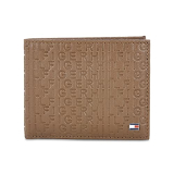 Tommy Hilfiger Erik Leather Passcase Wallet For Men – Tan, 12 Card Slots