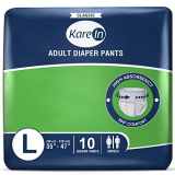 Karein Classic Adult Diaper Pants, Large 90-120 Cm (35″- 47″), Unisex, Leakproof, Elastic Waist, Wetness Indicator, 10 Count
