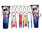 Klapp Double Shaft Badminton Rackets, With 20 Shuttlecock (With Net) -Multicolor – Set Of 6