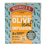 Borges Stress Relief Olive Leaf Lemongrass Infusion Tea| 2X Antioxidants Than Green Tea, No Caffeine, No Added Flavour – 10 Herbal Bags Of Lemongrass Infusion