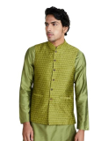 Amazon Brand – Symbol Men’S Nehru Jacket With Band Collar & Button Closure Mehndi Xl