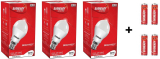 Eveready 10W Led Bulb Pack Of 3 With Free 4 Batteries(White, Pack Of 3)