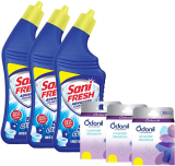 Sani Fresh Advanced 1L + Odonil Air Freshner 48G – Multipack Of 3 Liquid Toilet Cleaner(3 X 1 L)