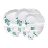 Larah By Borosil – Tiara Series, Woodstock, 36 Pcs, Opalware Dinner Set, White