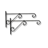 Patio Planet 2 Pack Metal Wall Hook Hanging Plant Bracket | Decorative Straight Plant Hanger For Pots, Bird Feeders, Planters, Lanterns, Cotton, Wind Chimes Indoor Outdoor, Black