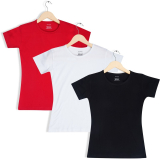 San Tee Boys & Girls Solid Pure Cotton T Shirt(Multicolor, Pack Of 3)