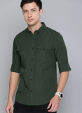 Shiv Fashion Men Solid Casual Light Green Shirt