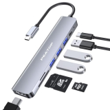 Peatop 7-In-1 Usb C Hub Docking Station For Laptop, Type C Male/Female 4K@60Hz Hdmi Port, 100W Pd3.0 Charging, Sd/Tf Card Reader, Usb 3.0 5Gbps Ethernet & 2 Usb 2.0 Ports