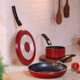 Flipkart Smartbuy 3 Pc Non-Induction Bottom Non-Stick Coated Cookware Set(Aluminium, 3 – Piece)
