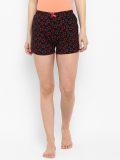 Curare Printed Women Black Night Shorts