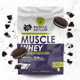 Muscle Asylum Premium Whey Protein (With Real Cookies Inside) 1Kg L 24G Protein/Serving For Muscle Building & Recovery, 25 Servings (Cookie Cream)