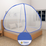 Flipkart Smartbuy Polyester Adults Washable Single Yarn Foldable Double Bed Mosquito Net(Navy Blue, Tent)