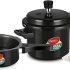 Pigeon Aluminium Hard Anodised Induction Base Pressure Cooker Outer Lid (Black, 5 L)