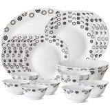 Larah By Borosil Universe Opalware Dinner Set, 27-Pieces, White