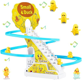 Graphene 3 Duck Slide Toy Set, Funny Automatic Stair Climbing Ducklings Cartoon Race Track Set Little Lovely Duck Slide Toy Escalator Toy (Small Duck Track Racer)