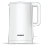 Havells Caro 1.5 Litre Double Wall, 304 Stainless Steel Inner Body, Cool Touch Outer Body, Wider Mouth, 2 Year Warranty (White, 1250 Watt)